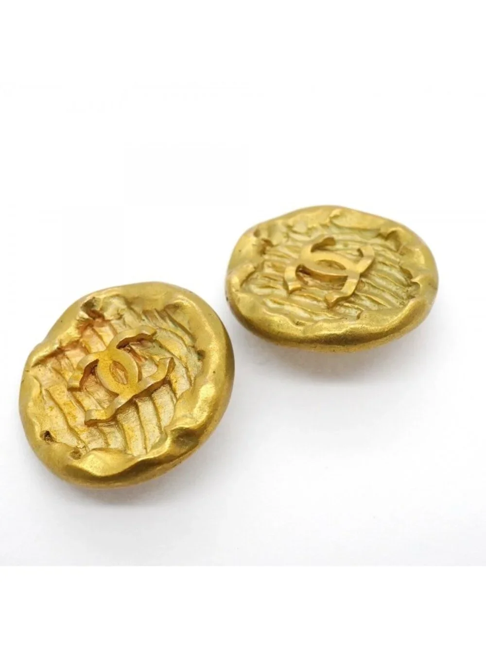 Chanel Earrings Vintage CC Logo Gold Plated